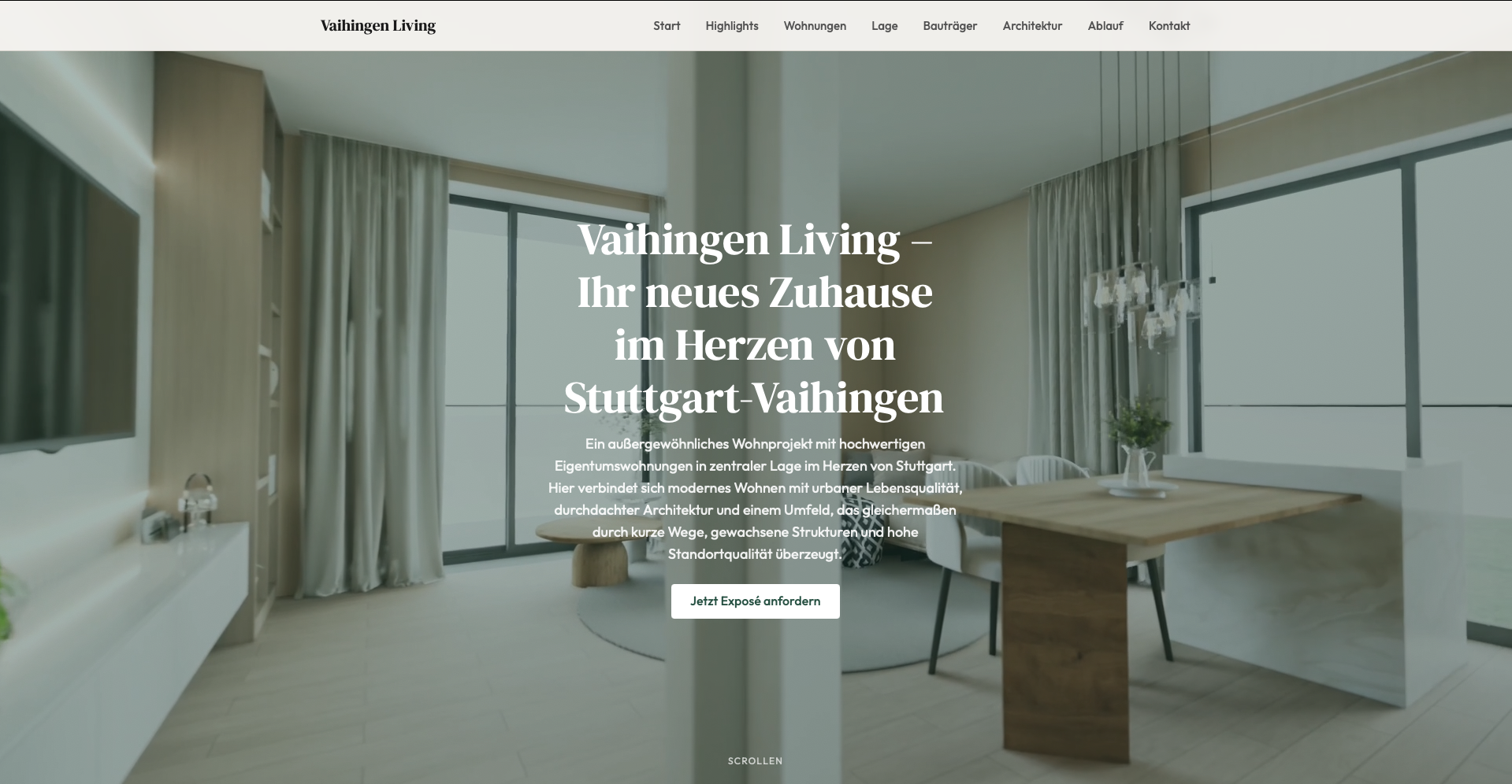Website Vaihingen Living – Startseite
